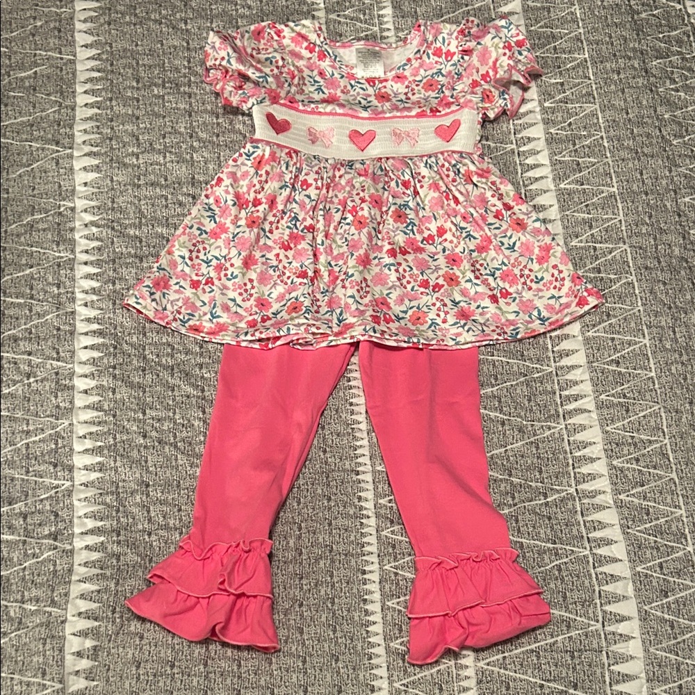 Floral Smocked Top with Pink bell bottoms